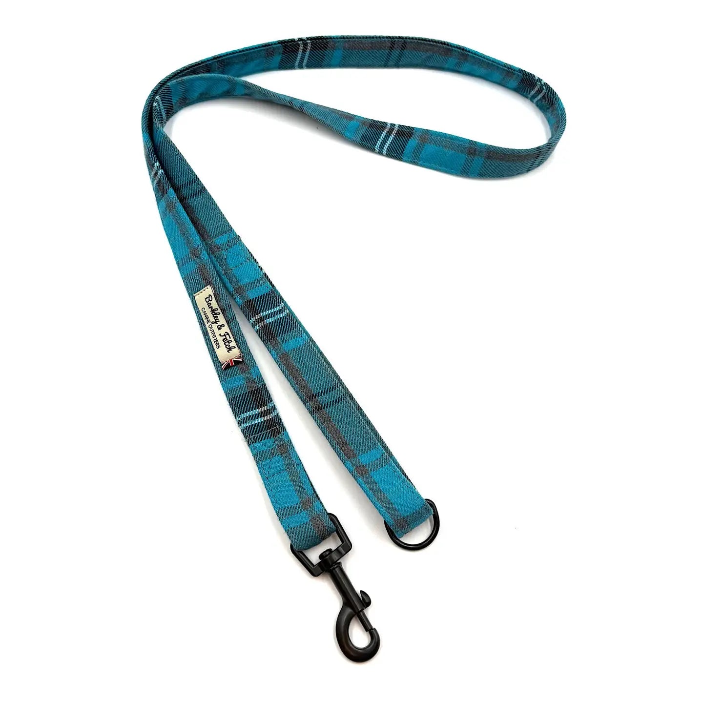 Barkley and Fetch Turquoise and Grey Tartan Dog Lead