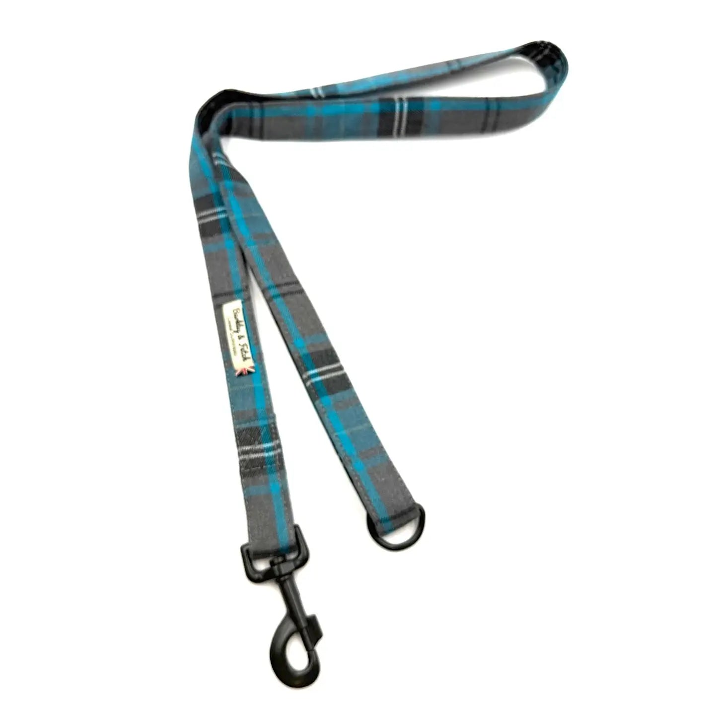 Barkley and Fetch Turquoise and Grey Tartan Dog Lead