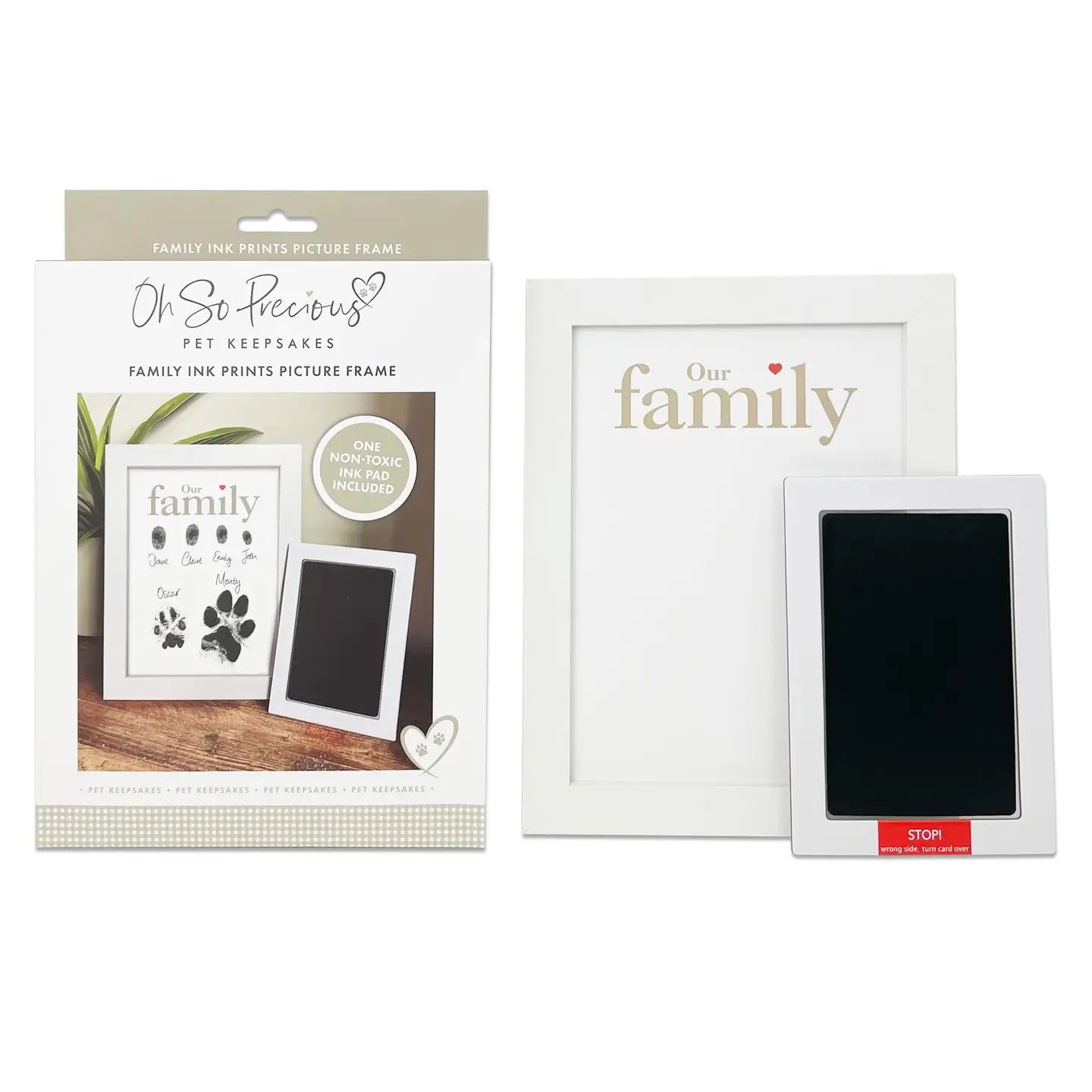 Framed Family Finger and Paw Print Frame with Ink Kit