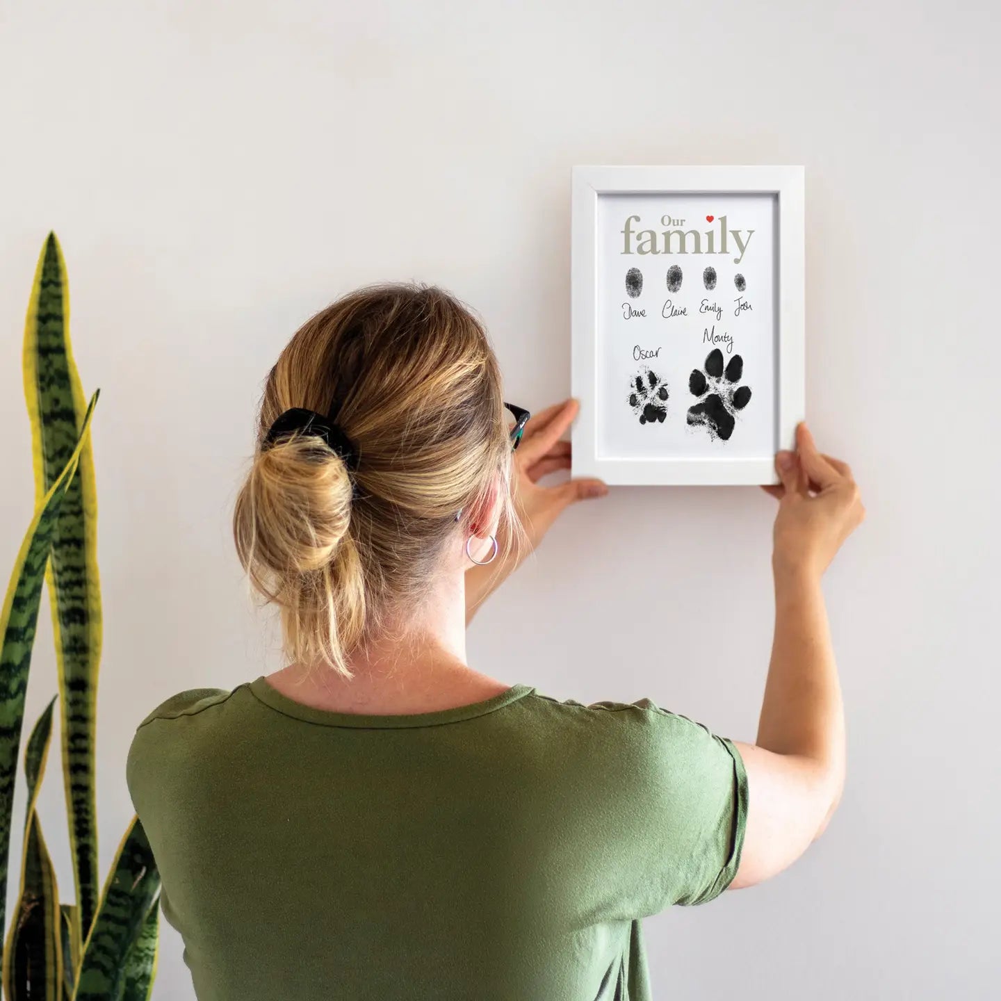 Framed Family Finger and Paw Print Frame with Ink Kit