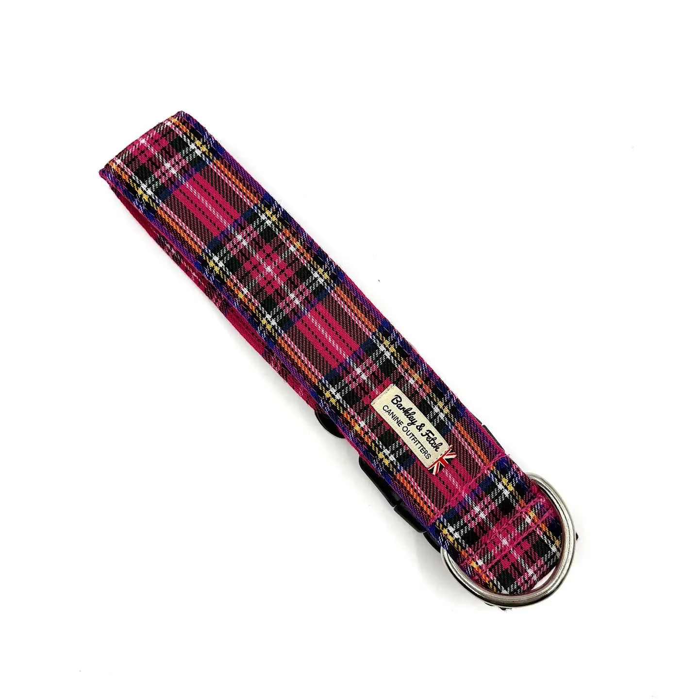 Barkley and Fetch Bright Pink Tartan Dog Collar