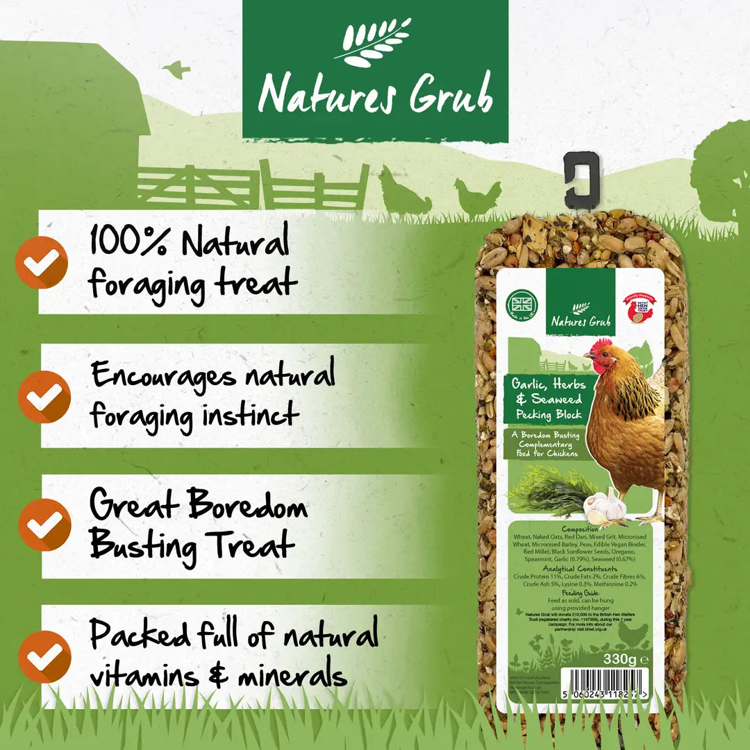 Natures Grub - Garlic, Herbs & Seaweed Pecking Block 330g