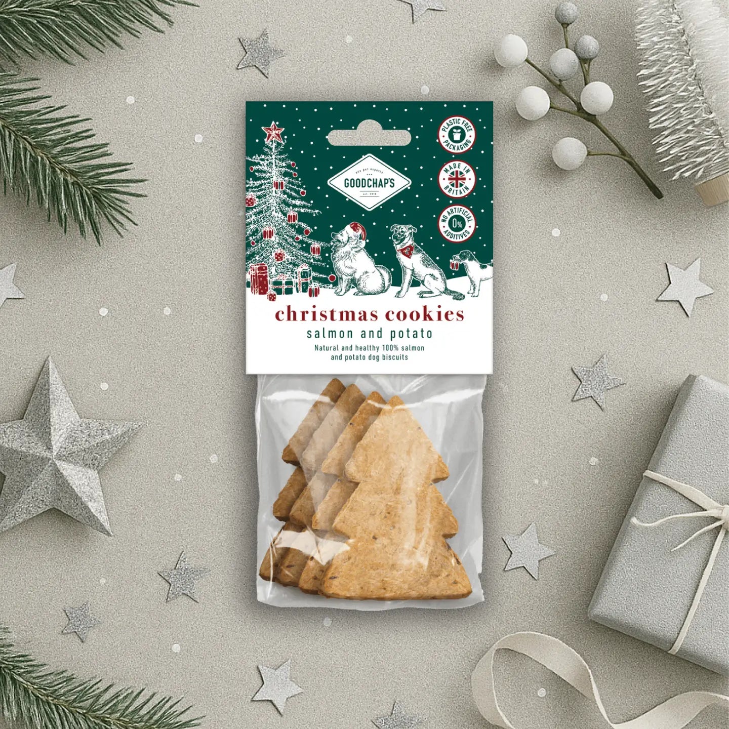 Goodchaps Christmas Cookies Natural Salmon Dog Treats