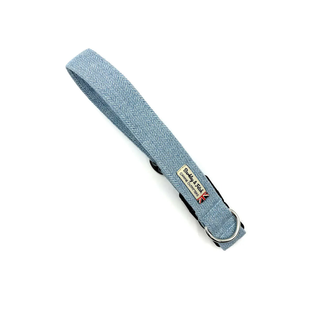 Barkley and Fetch Pale Blue Herringbone Dog Collar