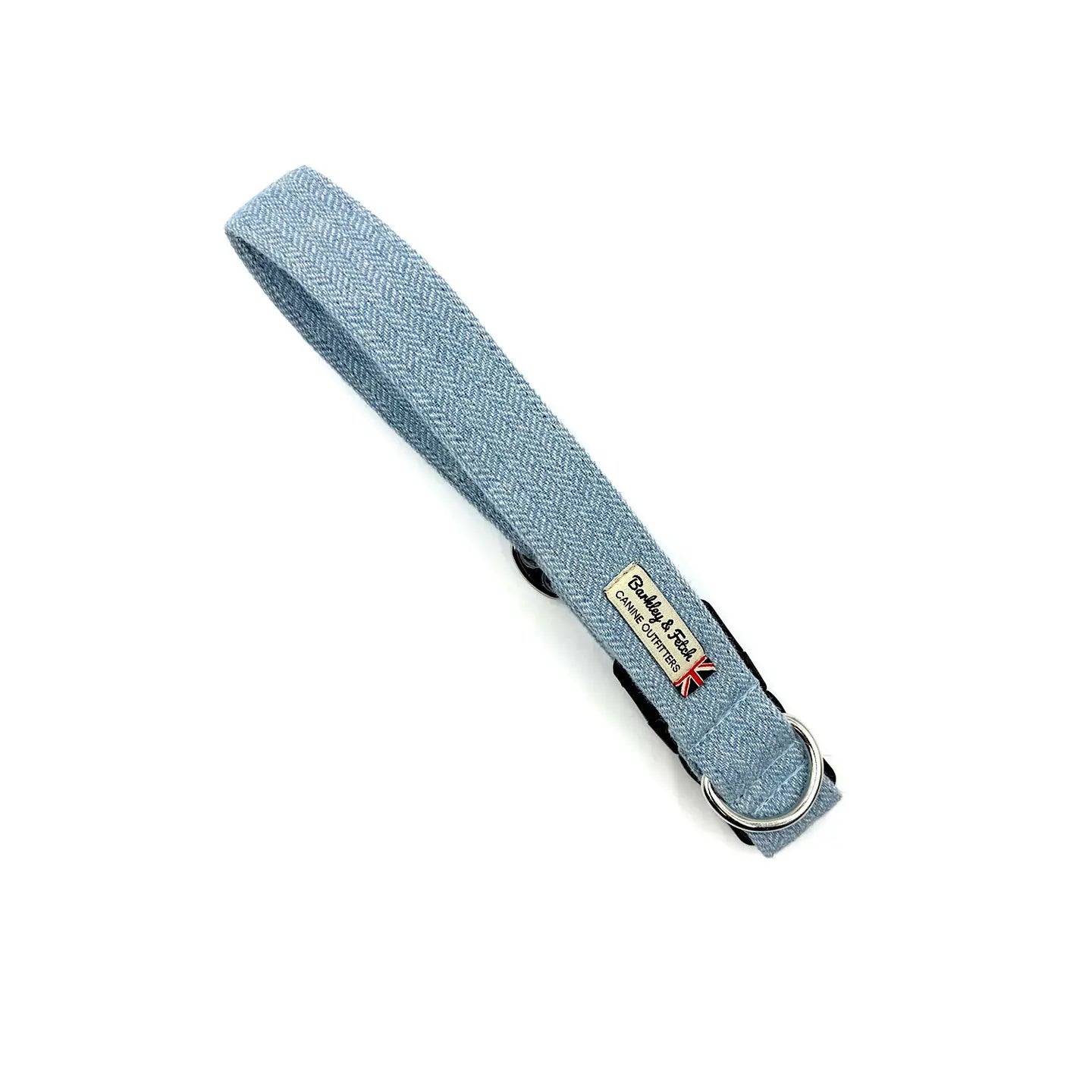 Barkley and Fetch Pale Blue Herringbone Dog Collar