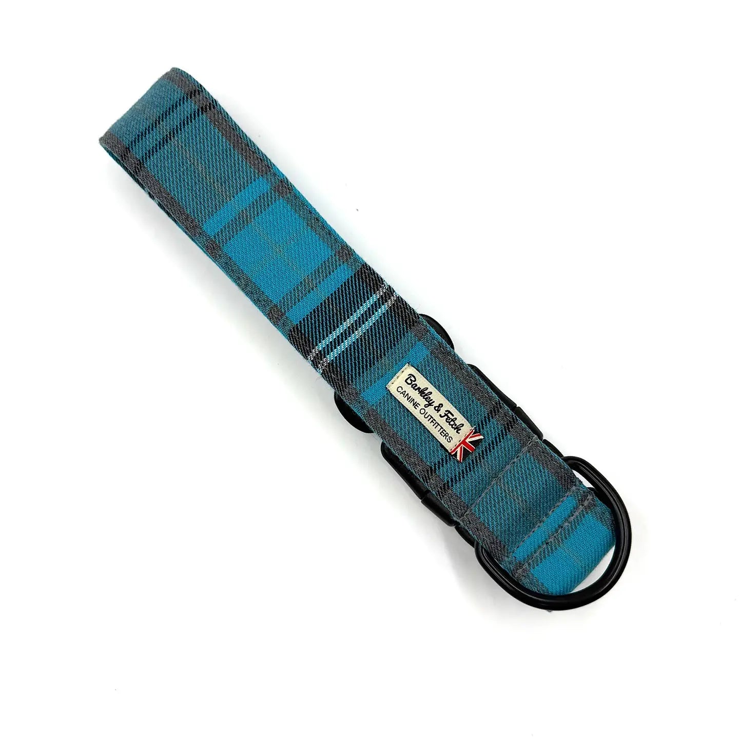 Barkley and Fetch Turquoise and Grey Tartan Dog Collar
