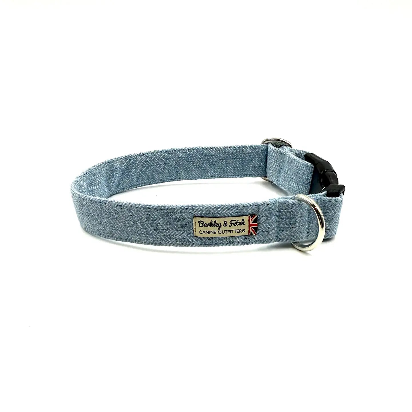 Barkley and Fetch Pale Blue Herringbone Dog Collar