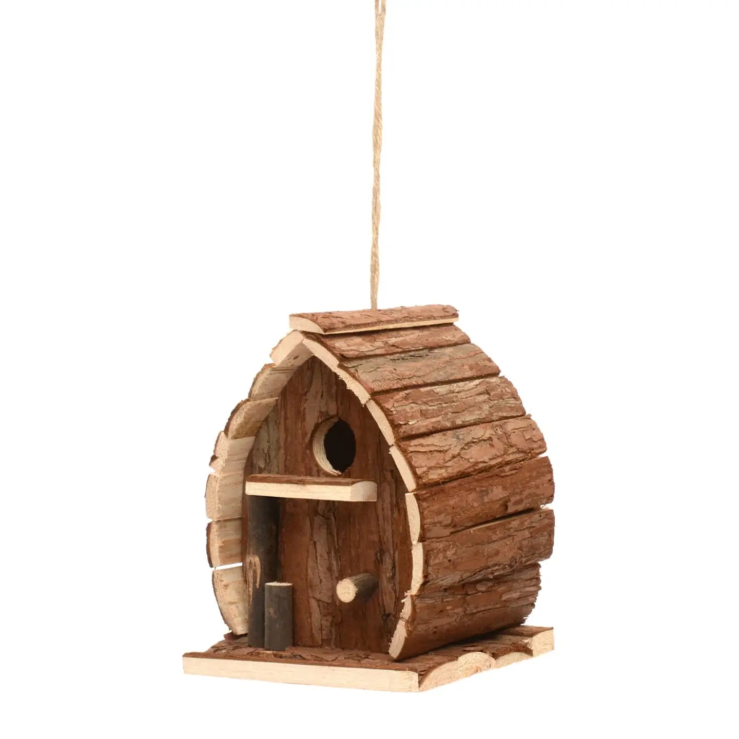 Bird House Nesting Box House Wooden Garden Natural Bark