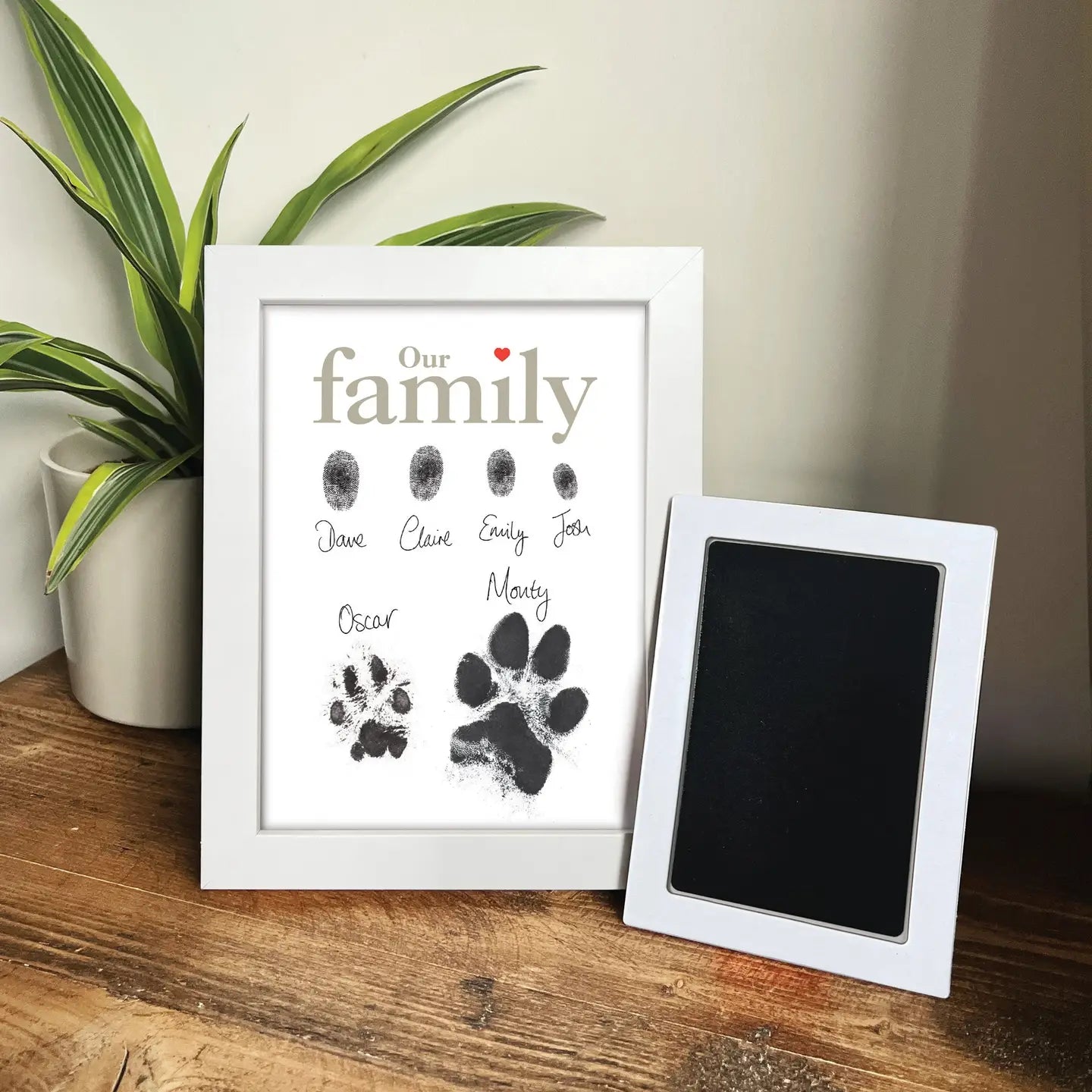 Framed Family Finger and Paw Print Frame with Ink Kit