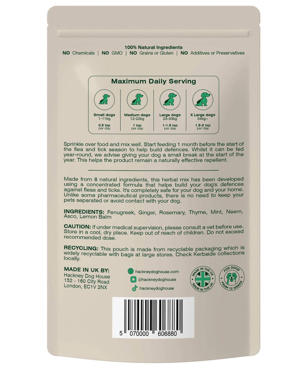 Hackney Dog House Natural Flea and Tick Powder For Dogs 200g