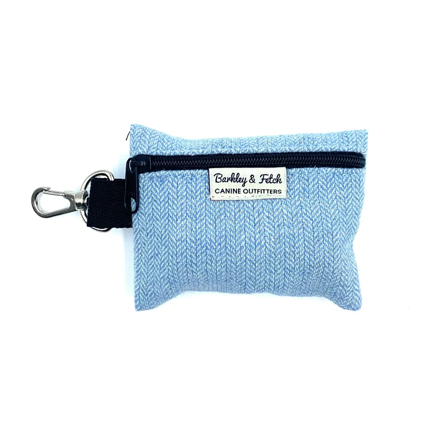 Barkley and Fetch Pale Blue Herringbone Poo Bag Holder