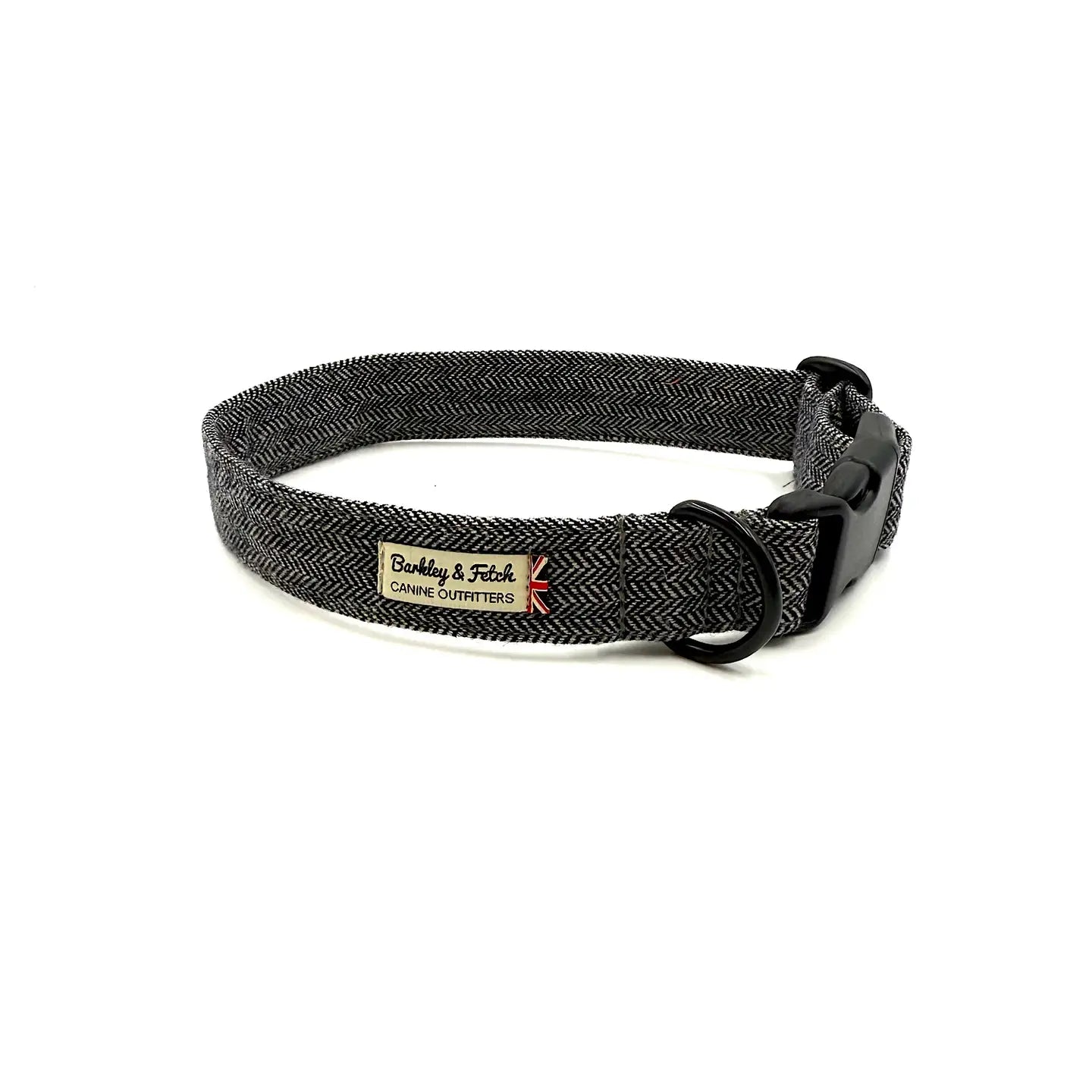 Barkley and Fetch Grey Herringbone Dog Collar