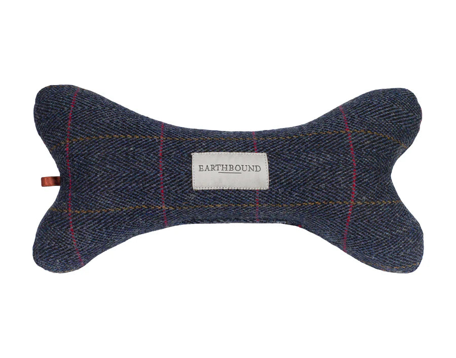 Earthbound - Squeaky Bone Toy Traditional Tweed Navy