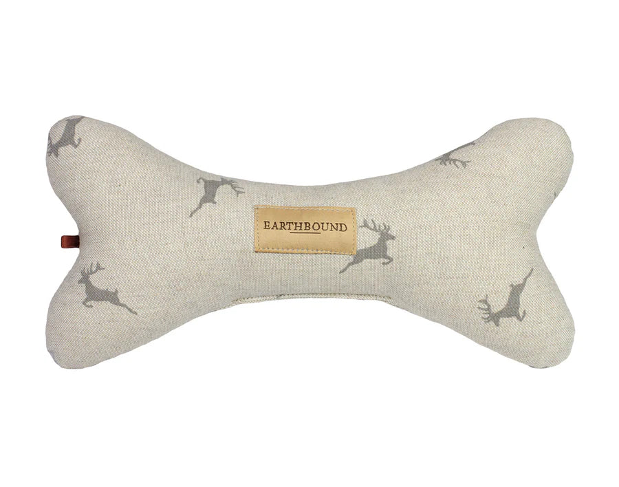 Earthbound Squeaky Bone Toy Stag Grey