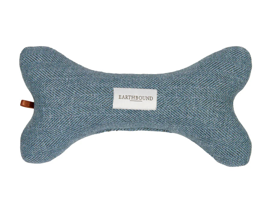 Earthbound - Squeaky Bone Toy Modern Tweed Thistle Blue