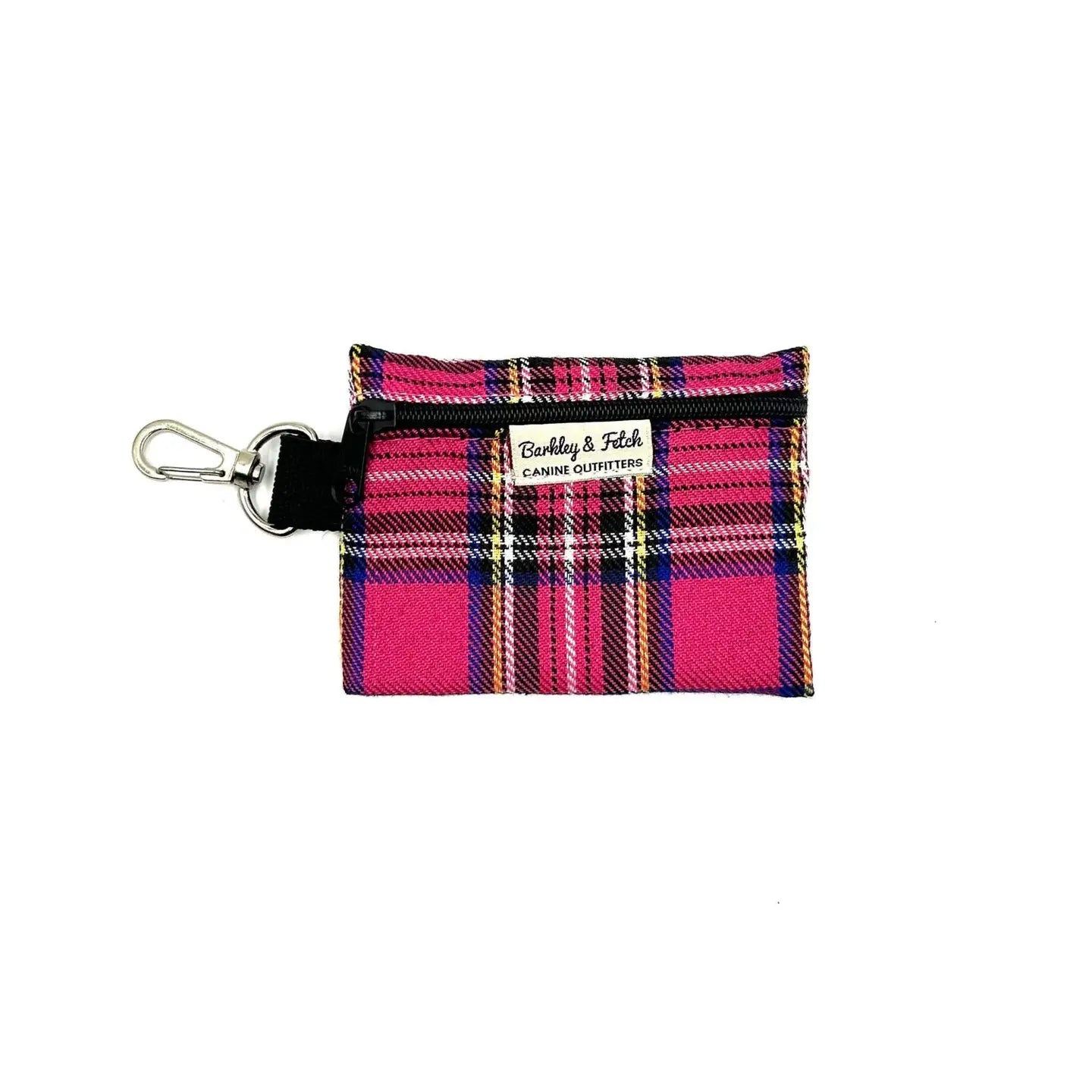 Barkley and Fetch Bright Pink Tartan Poo Bag Holder