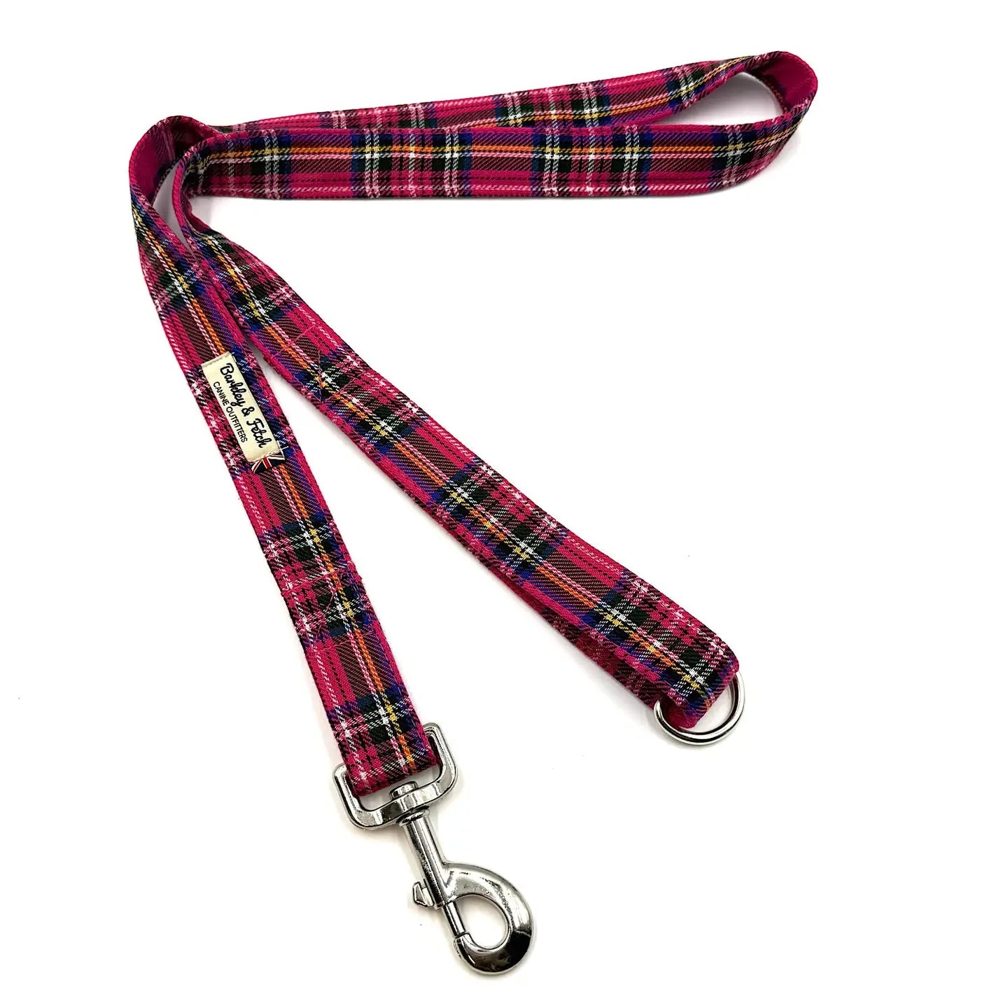 Barkley and Fetch Bright Pink Tartan Dog Lead