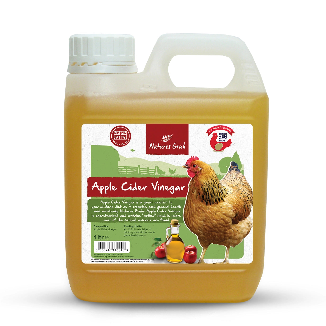 Natures Grub - Apple Cider Vinegar For Chickens & Poultry 1ltr