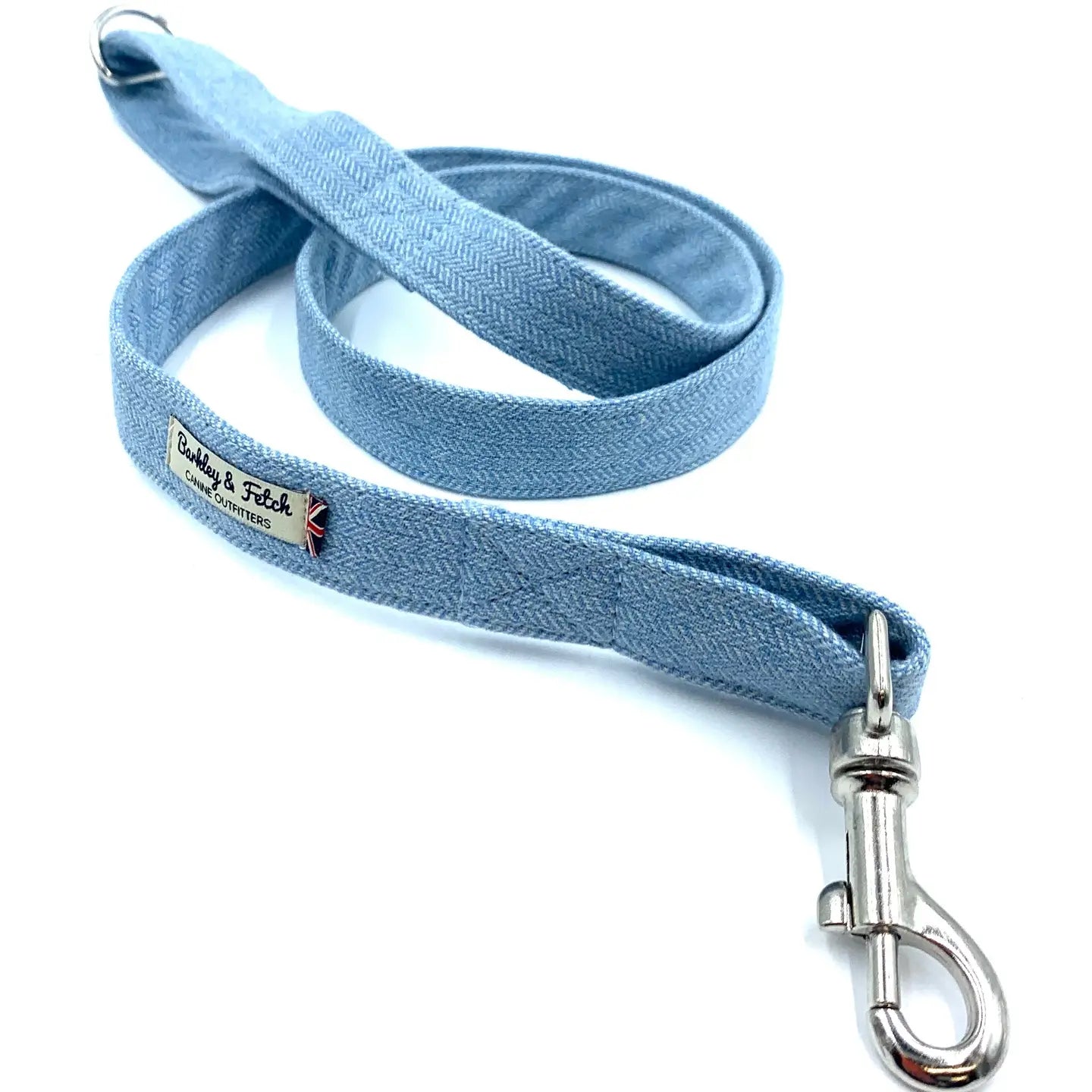 Barkley and Fetch Pale Blue Herringbone Dog Lead