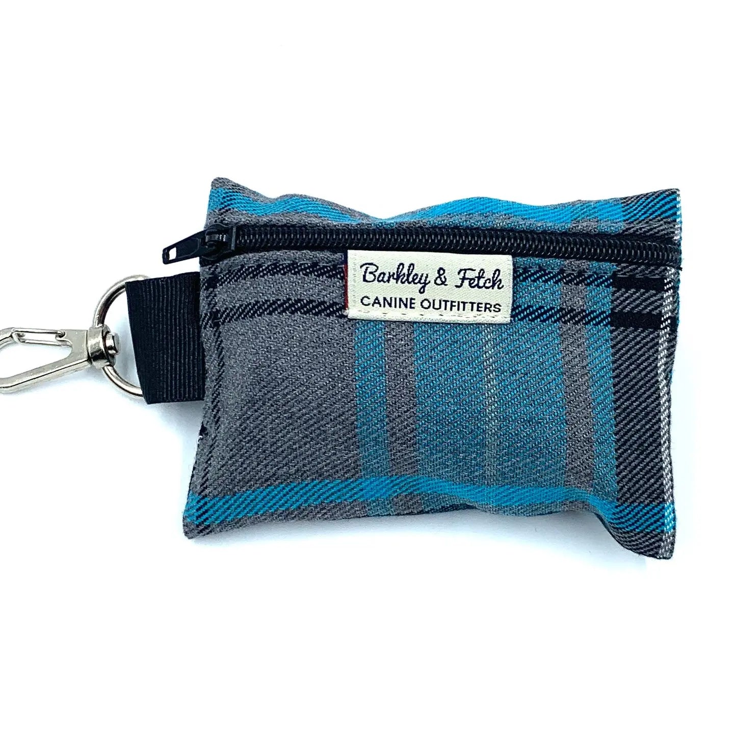 Barkley and Fetch Turquoise and Grey Tartan Poo Bag Holder