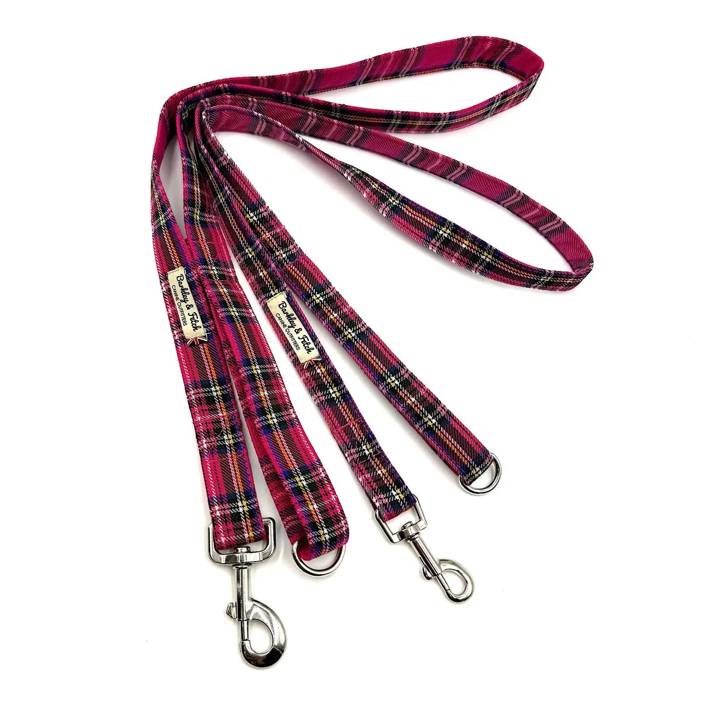 Barkley and Fetch Bright Pink Tartan Dog Lead
